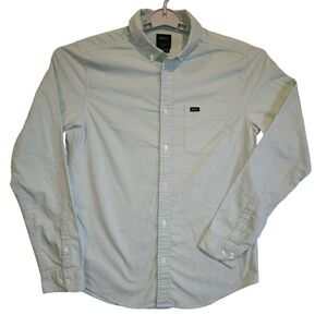 RVCA That'll Do Stretch Long Sleeve Button Down Shirt Slim Fit Sage Green Mens M